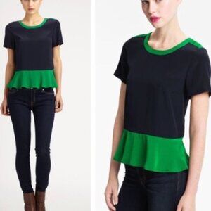 Marc by Marc Jacobs Avery Peplum Silk Short Sleeve Blouse